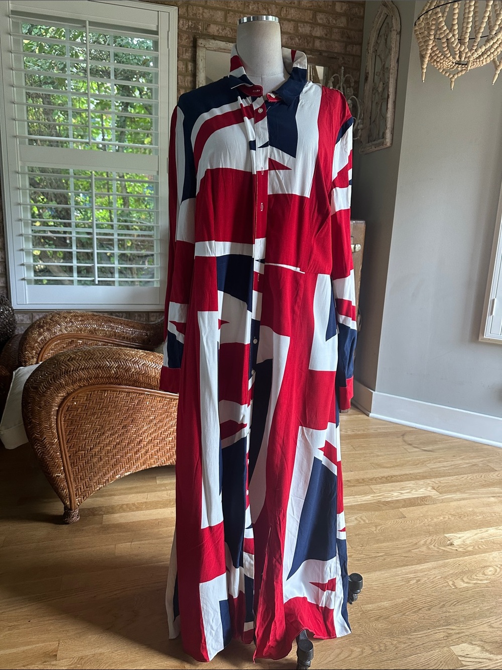 BODEN BRITISH ENGLAND FLAG SHIRT DRESS 16 BUTTON EXCELLENT UNION